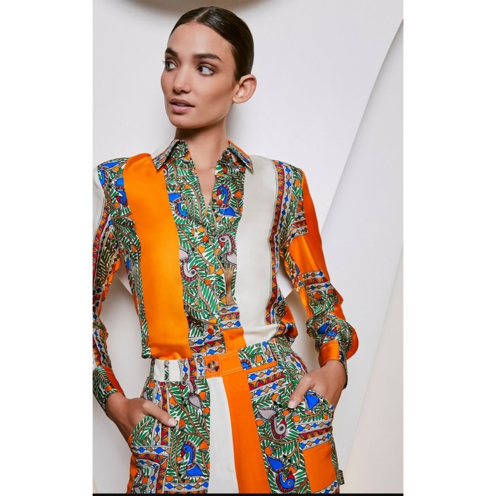 TORY BURCH "Something Wild" Print Silk Pants - Picture 3 of 7